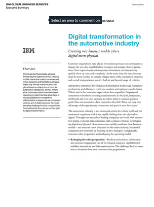 Digital transformation in the automotive industry