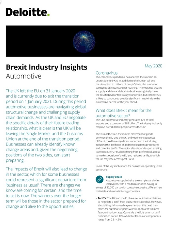Deloitte UK brexit industry insights 2 automotive