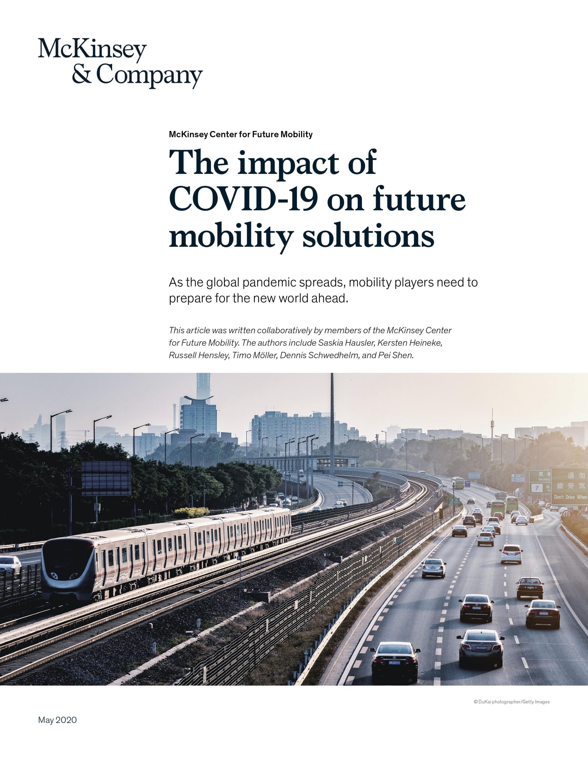 The impact of COVID-19 on future mobility solutions